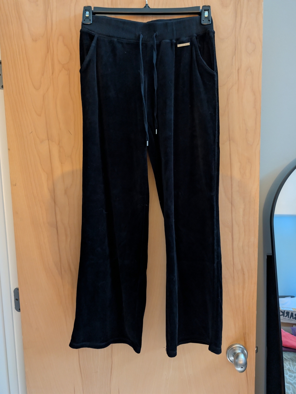 MICHAEL Michael Kors Black Velvet Drawstring Track Pants